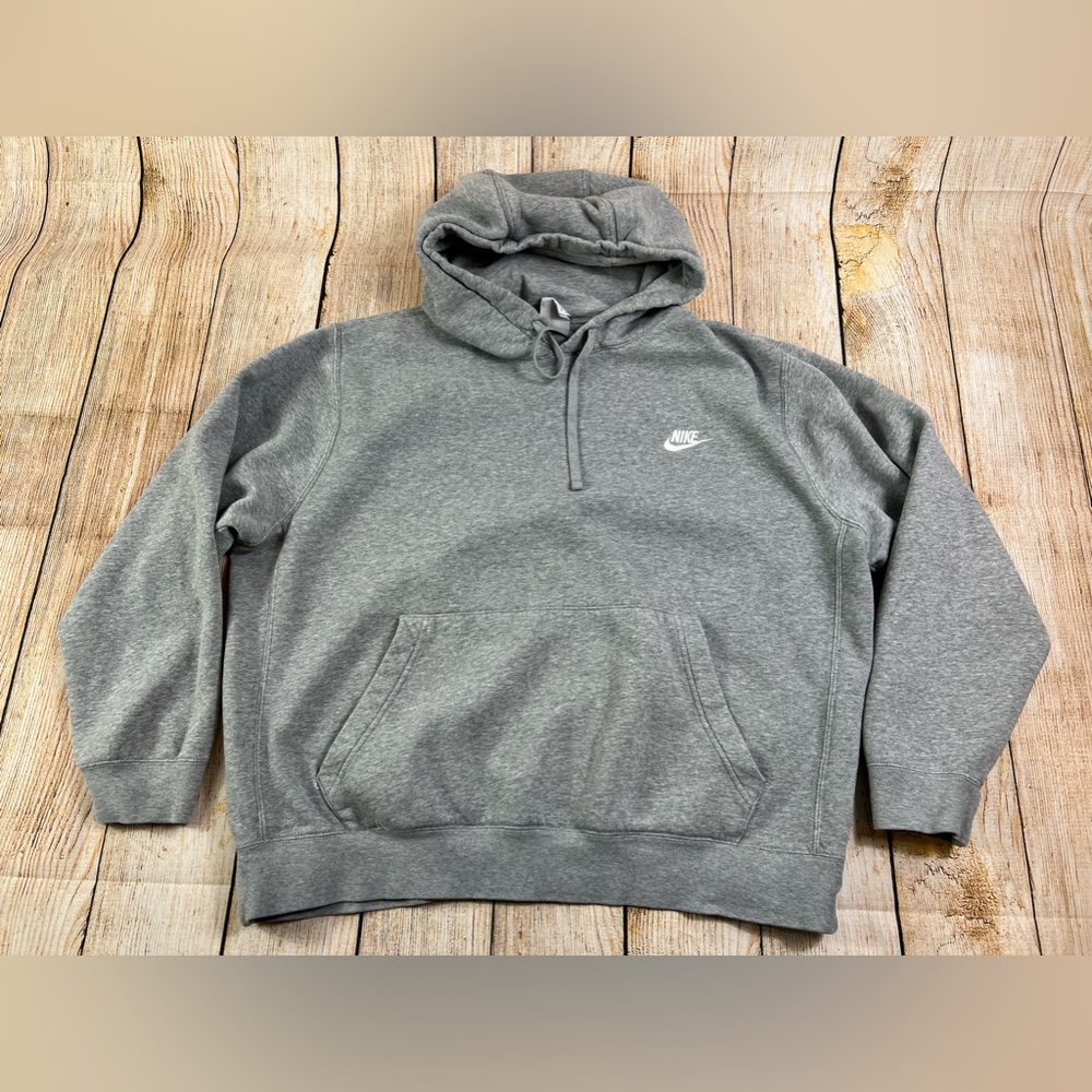 Nike Club Fleece Hoodie Sweatshirt Grey Size Large